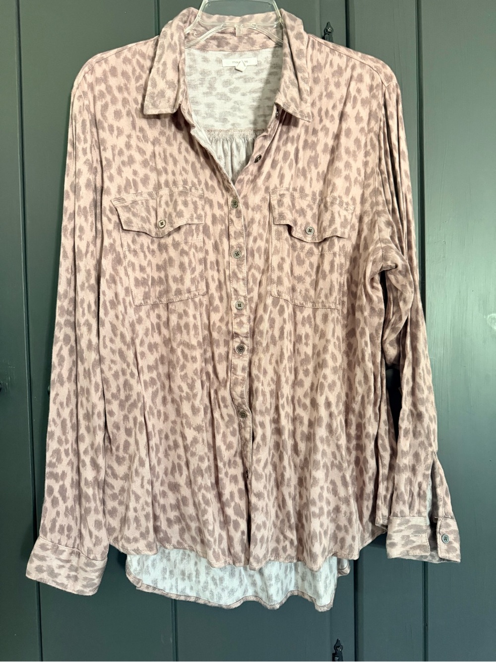 Maurices Blush Leopard Print Button-Down Shirt